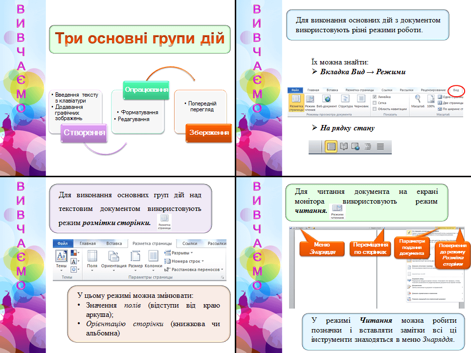 Середовище текстового процесора. Режими роботи в середовищі текстового процесора. Довідкова система текстового процесора.  Поняття ключового слова. Пошук потрібних відомостей