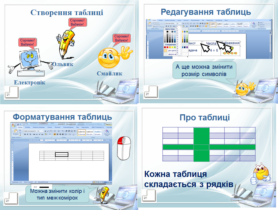 Урок 14. Створення, редагування та форматування таблиць в текстовому документі (за оновленою програмою).