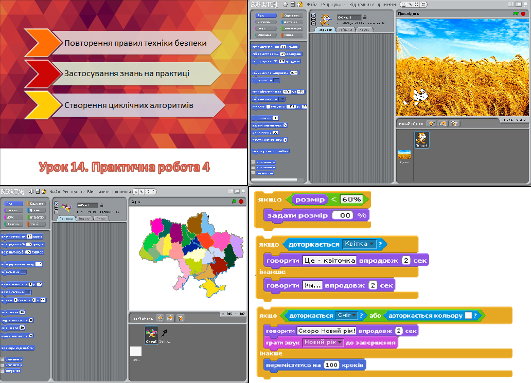 Складаємо алгоритм з розгалуженням у середовищі Скретч