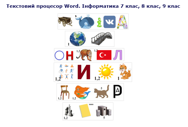 Ребуси до теми "Текстовий процесор Word" 