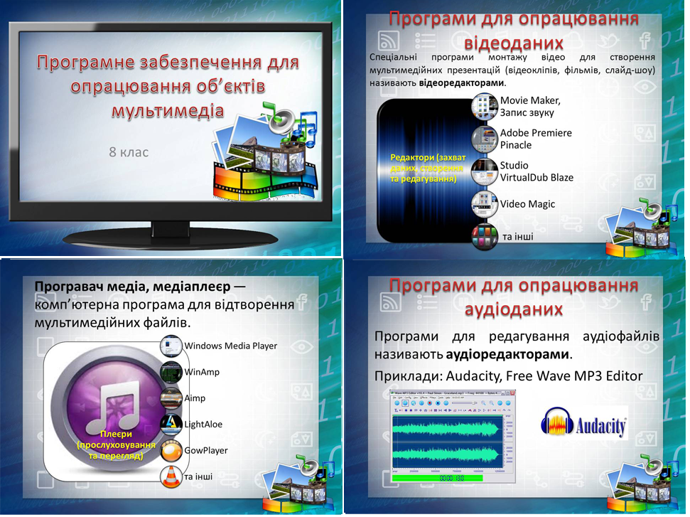 Урок 16. Програмне забезпечення для  опрацювання об’єктів мультимедіа
