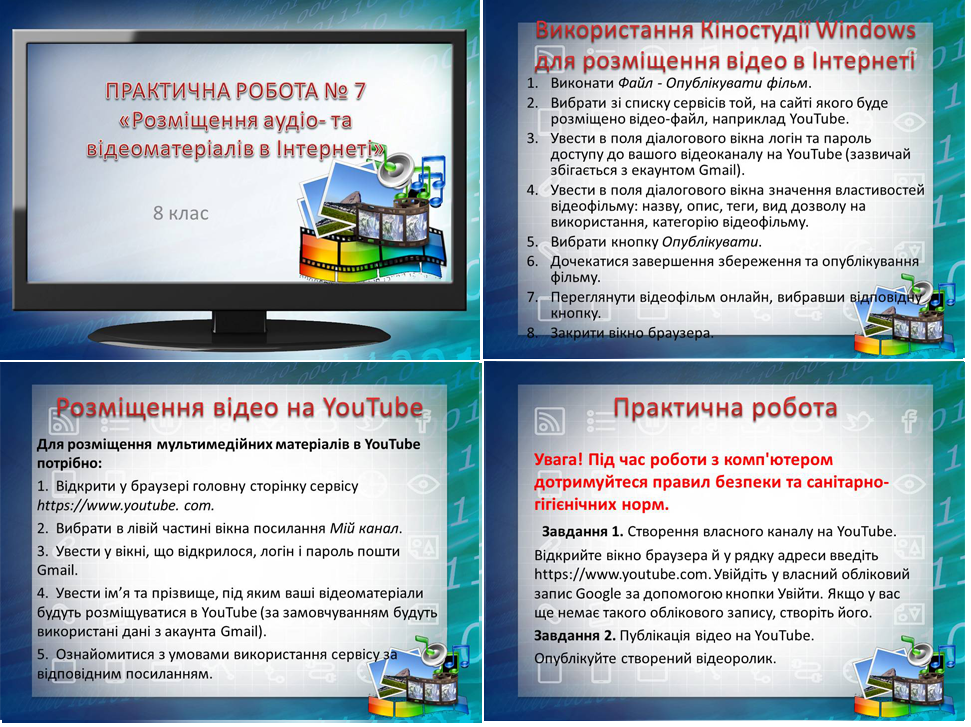 Урок 21. Практична робота № 7 «Розміщення аудіо- та відеоматеріалів в Інтернеті»