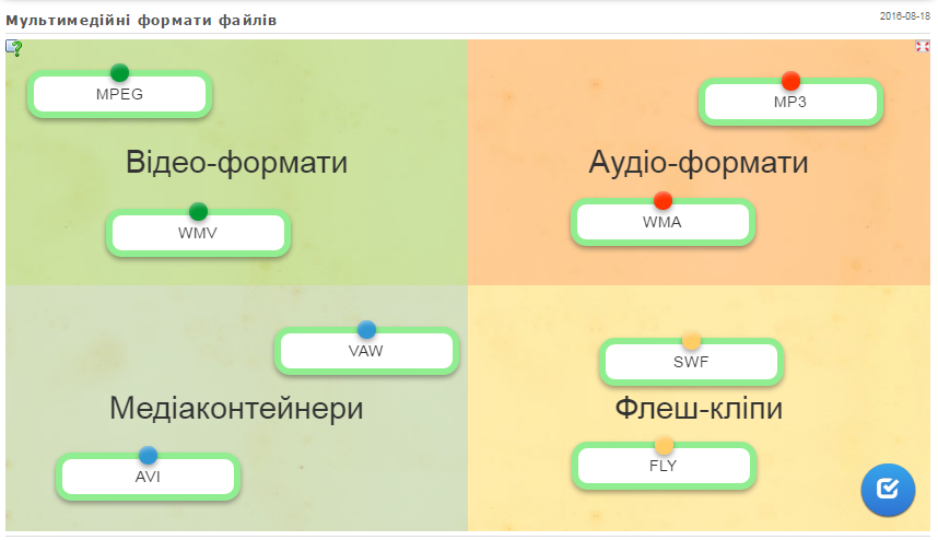 Інтерактивна вправа.Мультимедійні формати файлів.