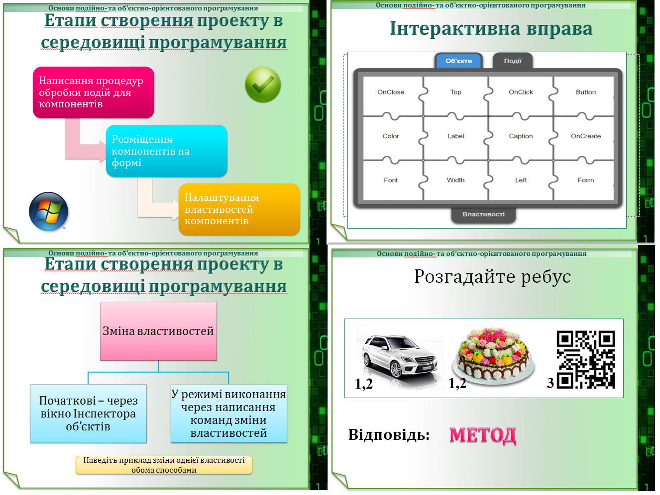 Урок  26.  Властивості і методи елементів керування.