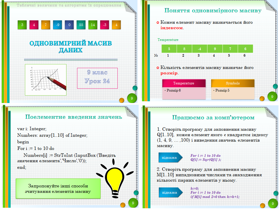 9 клас. Урок 24. Табличні величини