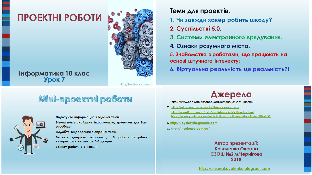 10 клас. Урок 7. Проектна діяльність. Міні-проекти