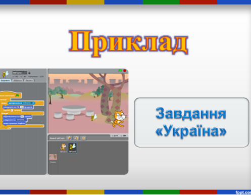 Практична робота 2. Складання алгоритмів опрацювання подій з використання структури слідування та виконання їх у визначеному навчальному середовищі виконання алгоритмів
