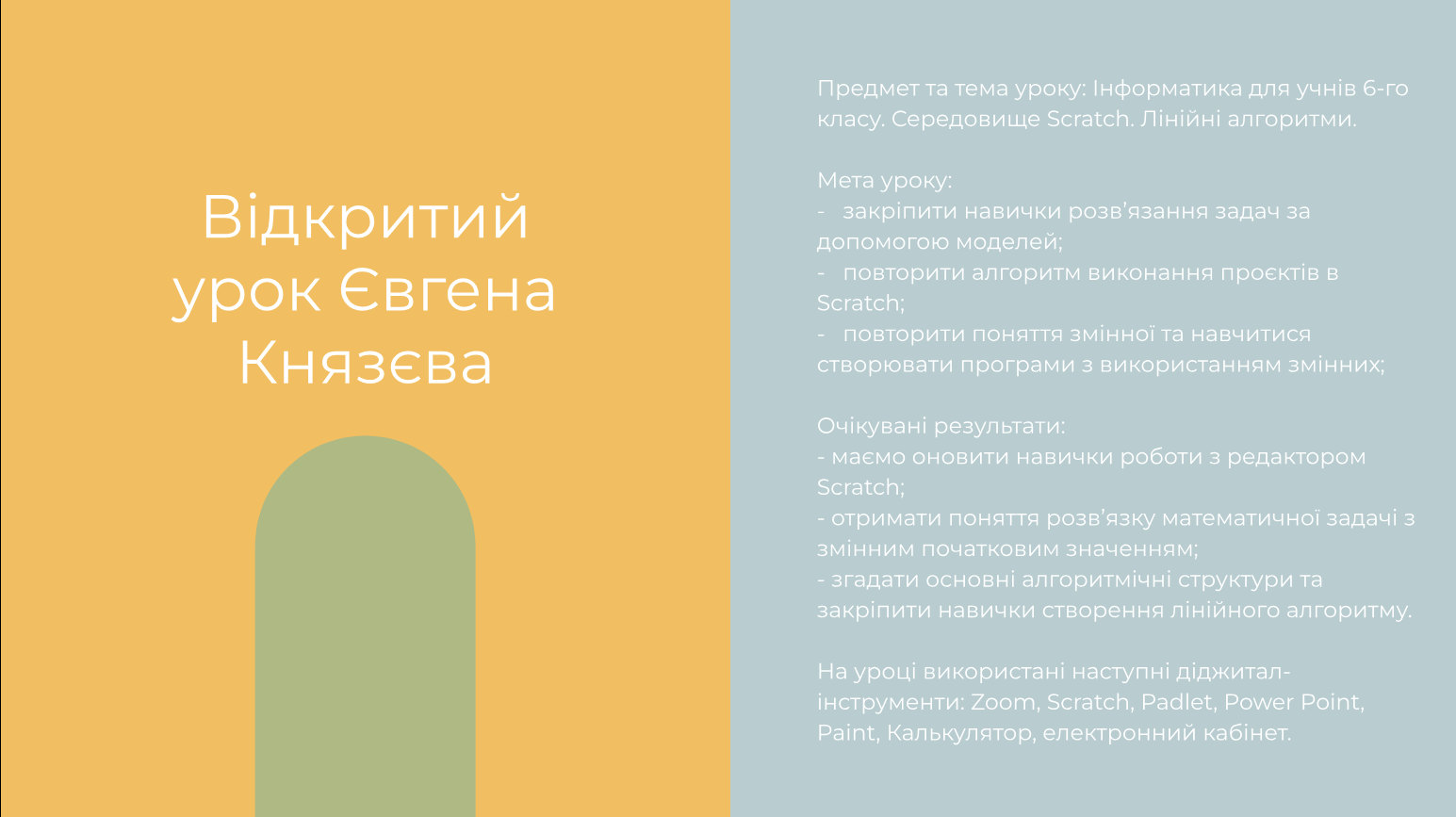 Урок повторення та актуалізації знань «Середовище Scratch. Лінійні агорифми»