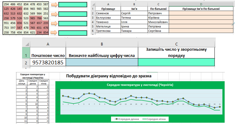 Діагностична практична робота в MS Excel