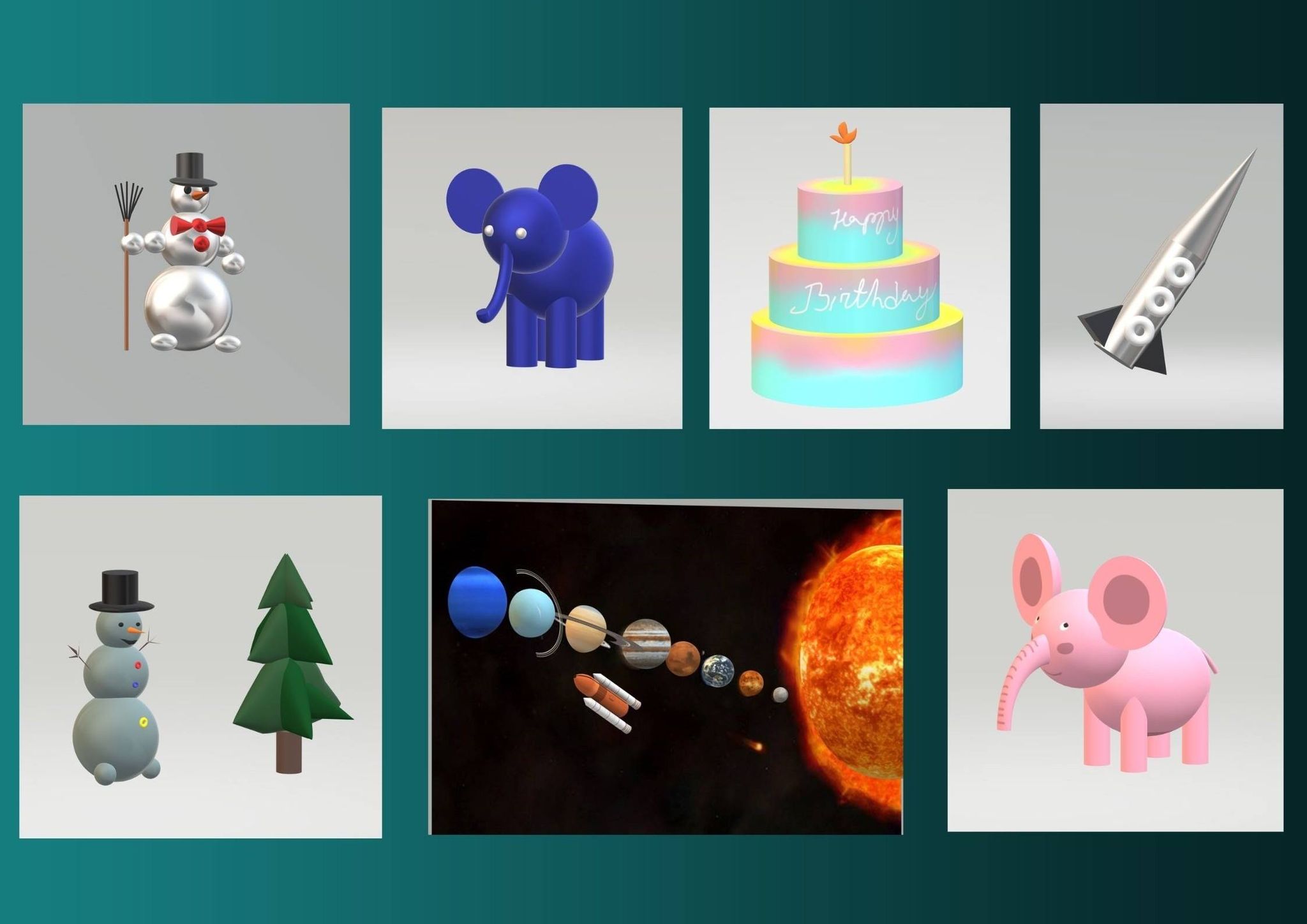 Учнівські роботи з теми "3D графіка", виконані в програмі Paint 3D